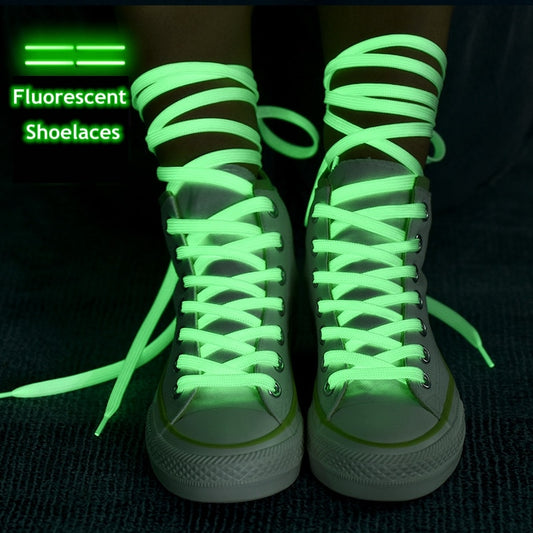 1 Pair Luminous Shoelaces Flat Sneakers Canvas Shoe Laces Glow In The Dark Night Color Fluorescent Shoelace 80/100/120/140cm - Random the Ghost